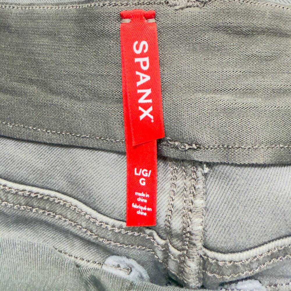 Spanx Twill Skinny Ankle Cargo Pants Green Stretch High Waist Womens Size L - Picture 9 of 10